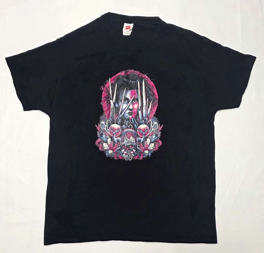 Edward Scissorhands Graphic T-Shirt Black Men's Size L Large Hanes Movie Promo